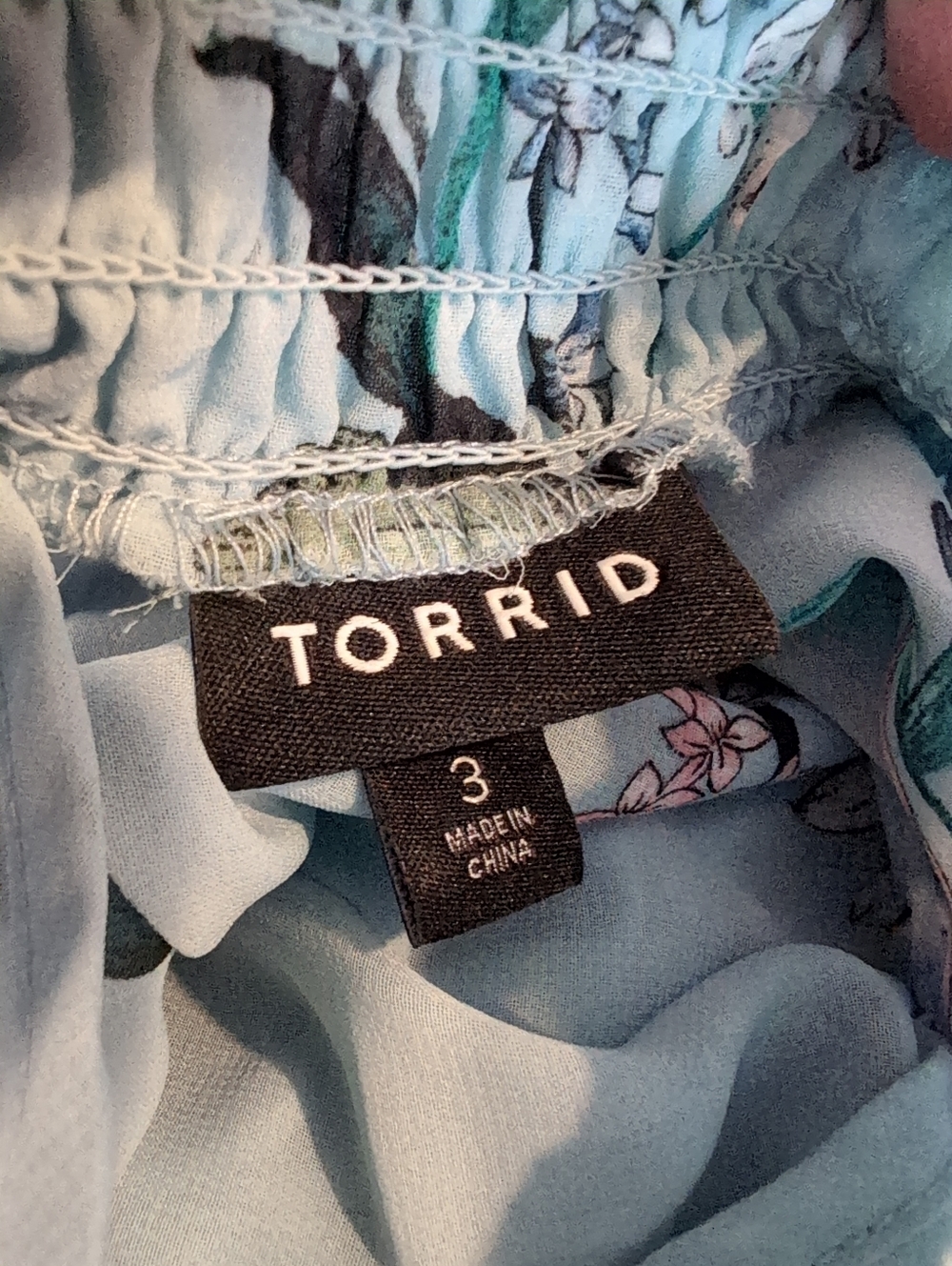 Torrid Blue Floral Chiffon Spring Dress Smocked Neck Flutter Sleeve Size 3 / 3X - Picture 15 of 16